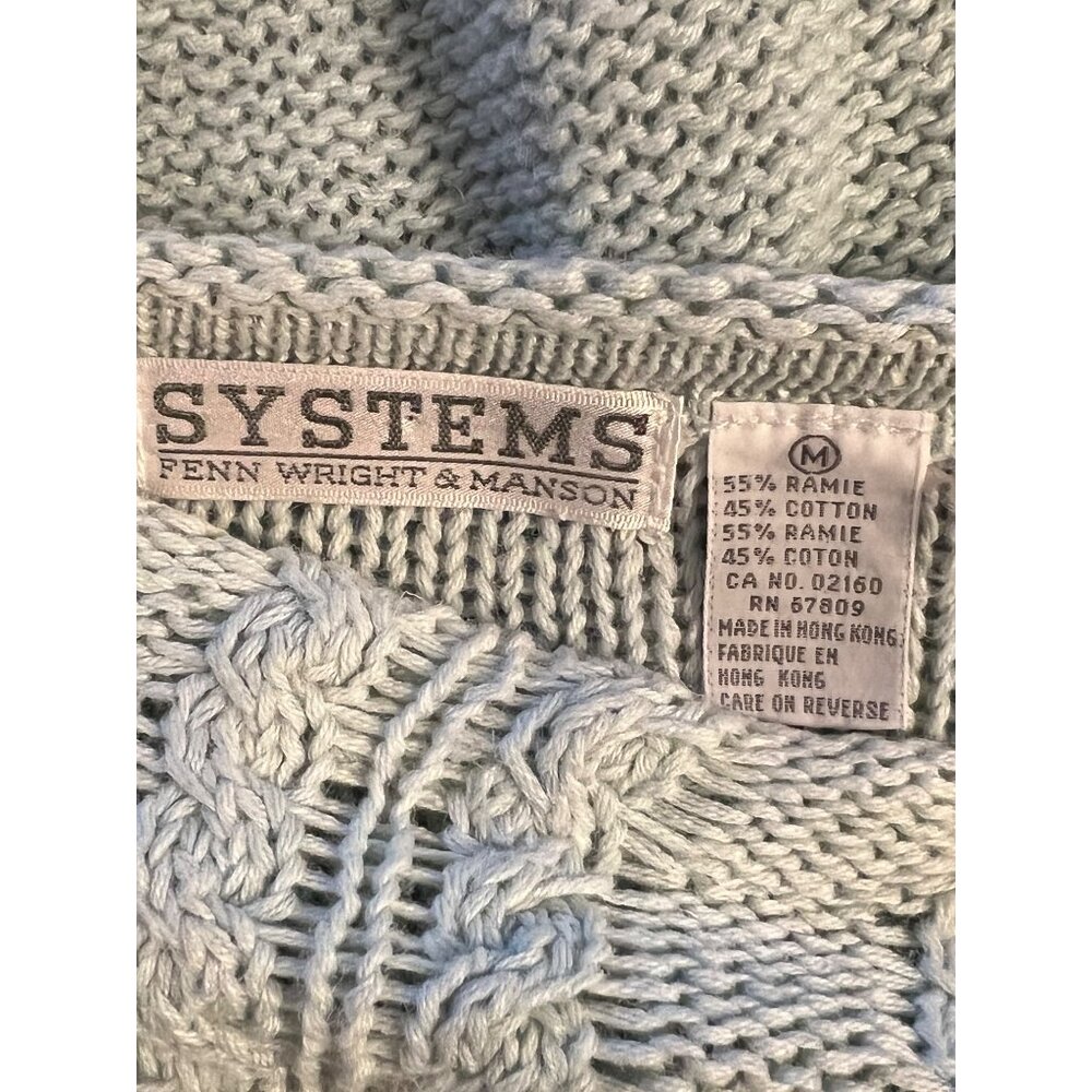 Fenn Wright & Manson Cable Knit Sweater Fisherman Light Blue Size Medium - Picture 8 of 12